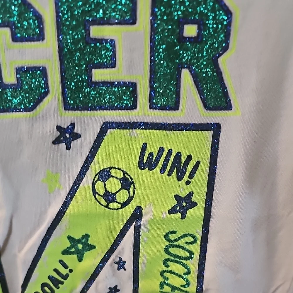 Justice Kids Soccer Graphic Tee - White and Green
